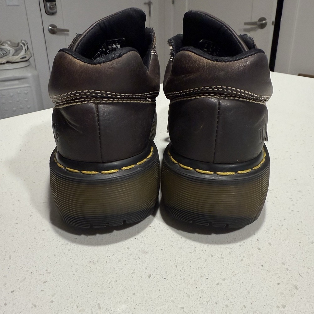 Vtg Y2K Dr Martens Brown Leather Chunky Oxford Platform Shoes 9806 Womens Sz 9 - Picture 4 of 8
